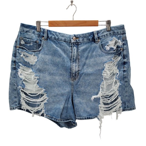 American Eagle Outfitters Pants - American Eagle Womens Destroyed Curvy Mom Shorts Comfort Stretch Waistband Sz 20